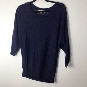 LOFT Navy Scoopneck Lightweight Knit Sweater linen small women spring